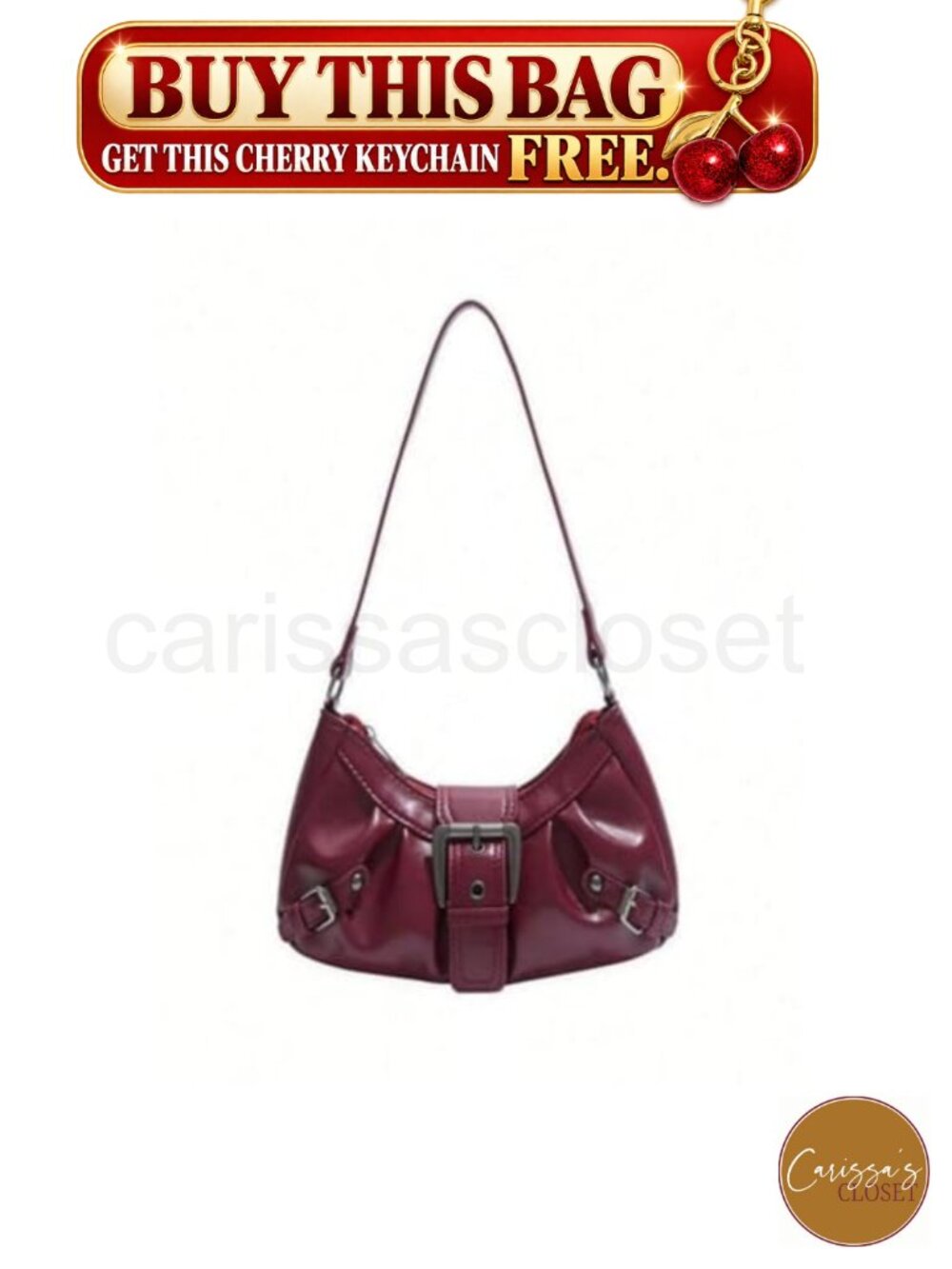 ✨Verdusa Faux Leather Mini Crescent Hobo Shoulder Bag Y2k Goth Punk